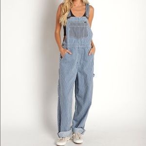 NWT wrangler striped bib overalls denim vintage large
